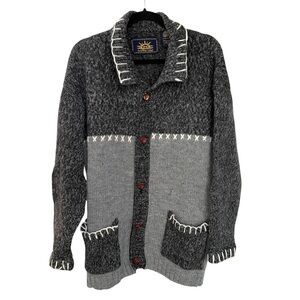 VINTAGE PRESIDENT STONE Men’s Wool Button Front Cardigan Sweater Grey L